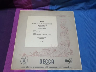 Enrico Mainardi Bach Unaccompanied Cello Suites No. 3 Decca LX 3069 10" Orange - Image 1 of 4