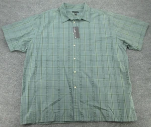 Van Heusen Shirt Mens 2XL Green Plaid Short Sleeve Button Front Collared 18-18.5 - Picture 1 of 12