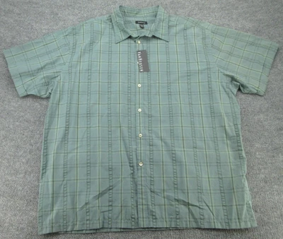 Van Heusen Shirt Mens 2XL Green Plaid Short Sleeve Button Front Collared 18-18.5 - Image 1 of 4