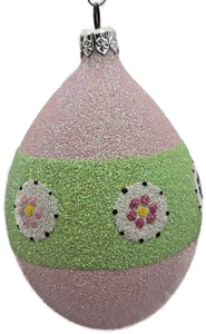 Patricia Breen Huevo de Pascua Verde Rayas Gruesas Floral Pascua Navidad Adorno - Imagen 1 de 8