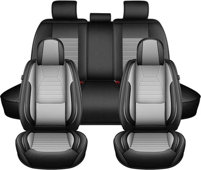 Fundas de asiento de auto de 5 asientos para Jaguar F-Pace 2017-2026 imitación cuero (negro y gris) Foto 1 de 4