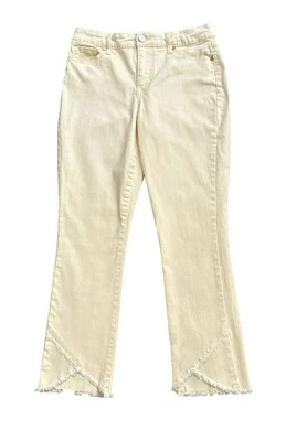 CODE BLEU Womens Size 4 Yellow Cropped Classic Crop Raw Hem Jeans - Image 1 of 4
