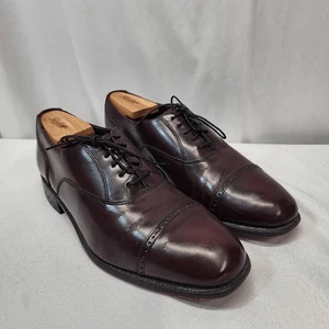 Florsheim Leather Burgundy Cap Toe Balmoral 10.5 D Oxford Lace-Up Dress Shoes - Picture 1 of 10
