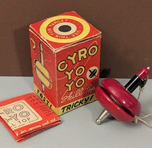Vintage Gyro Yo Yo Skill Top mit Anleitung + Box - Charmore USA selten Spin Spielzeug - Bild 1 von 22