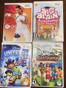 Wii Game Lot: Sims 2 , Active, Big Brain, Disney Universe - 4 Games - Picture 1 of 4