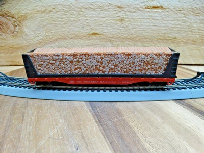 Coche plano mampara Southern RR ponderada escala 51' TYCO HO con carga de madera para celulosa Foto 1 de 4