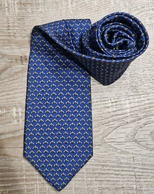 Corbata Brooks Brothers Vintage Etiqueta Negra 100% Azul Seda con Abejas Amarillas y Blancas Foto 1 de 3