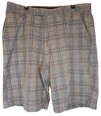 Volcom Mens 36 Prowler Short Pacsun Brown Blue Plaid Chino 10" Inseam Skater - Image 1 of 4