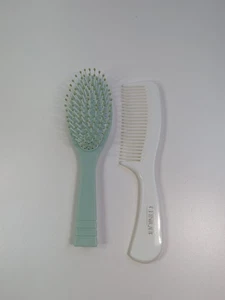 Vtg CLINIQUE Set of 2: Hair Comb Wide Tooth Plastic 9" & Travel Brush 6.5" - Picture 1 of 7