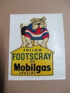 Transfer sticker, Footscray (Bulldogs), Mobilgas, original not repro, vintage - Foto 1 di 2