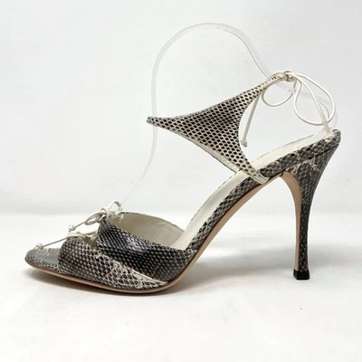 Sandalias Gucci Vintage Piel de Serpiente Pajarita Tacones Cuero Pitón EE. UU. 11B Foto 1 de 4