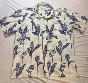 Reyn Spooner Button Down Floral Hawaiian Shirt Blue White XXL OC California - Picture 1 of 9