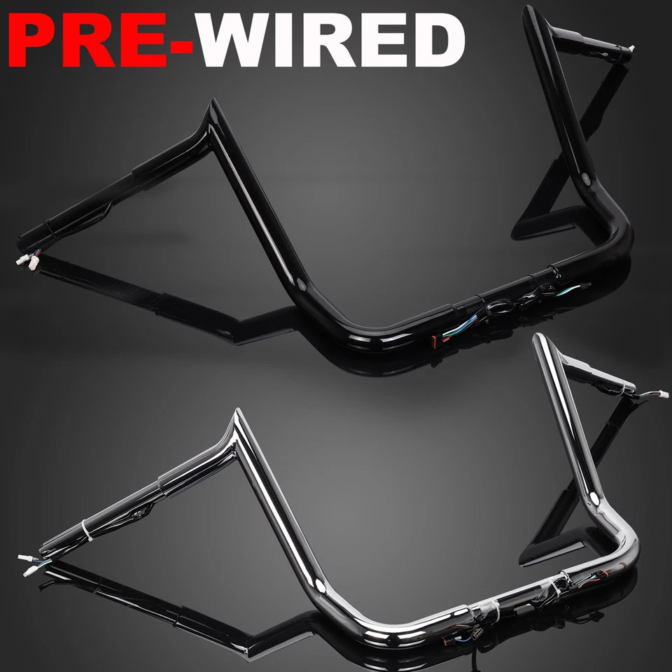 10 12 14" Pre-Wired Meathook Bar Handlebar For Harley Street Glide Electra Glide Foto 1 de 4