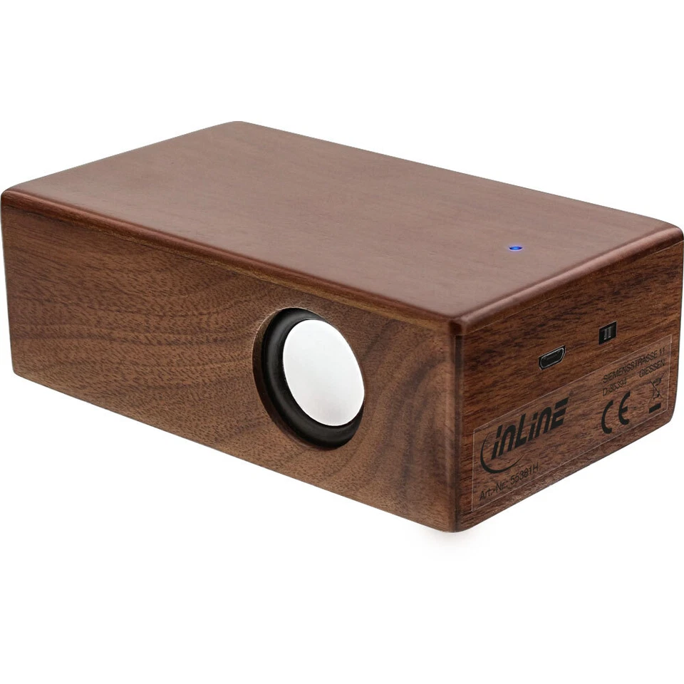 Induktionslautsprecher mit Walnussholz-Gehäuse / InLine / 3W / 4Ohm / 800mAh - Bild 1 von 4