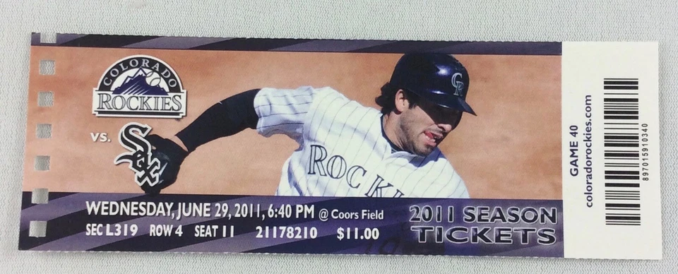 MLB 2011 29/06 Medias Blancas de Chicago en los Rockies de Colorado boleto-Jason Giambi HR #424 Foto 1 de 1