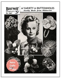1940's WW2 Crochet Buttonholes Craft Pattern - Picture 1 of 1