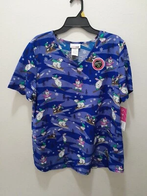 Womens Scrubstar Seasonal Print Medical Scrub Top Shirt Size Large NWT - Image 1 of 3