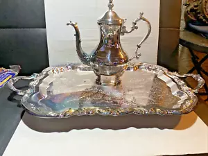 VTG Tea Pot E.B. Rogers Silver Co Trademark Silver Plated And Silver tray NEW - Picture 1 of 8