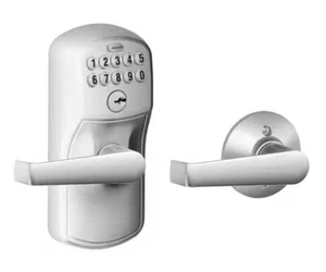 Cerradura de puerta con teclado electrónico cromado satinado Schlage Plymouth FE575 CAPAS 626 ELA - Imagen 1 de 3