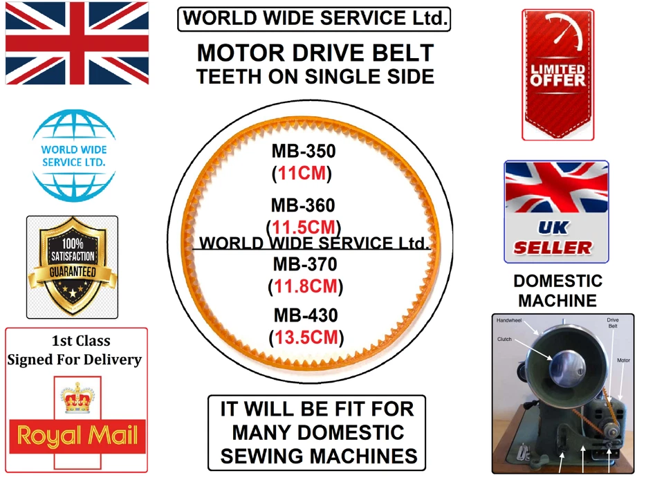 MOTOR DRIVE BELT MB-350,360,370,430 FIT FOR MANY DOMESTIC INDUSTRIAL MACHNE PART - Image 1 of 1