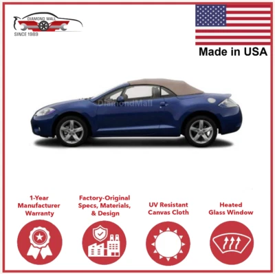 Se adapta a Mitsubishi Eclipse convertible techo blando repuesto 2006-2011 lona bronceada Foto 1 de 3