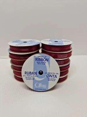 Lot Of 13 Offray Red Polyester Ribbon 3/16” Width, 6 Yards, D2 - Image 1 of 4