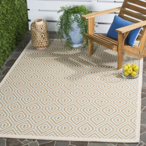 SAFAVIEH Outdoor VER003-0213 Veranda  Cream / Aqua Rug - Picture 1 of 20