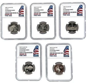 2007 S Clad Quarter 5 Coin Set NGC PF70 Ultra Cameo - Made In USA Holder - Picture 1 of 2