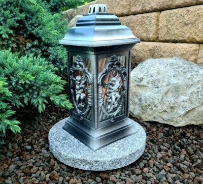 Grablaterne Sockel Grablampe Lampe Grableuchte Grablicht Grabschmuck Engel Neu - Bild 1 von 2