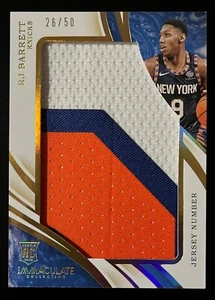 RJ Barrett 2019-20 Panini Immaculate Collection Jersey Number Patch Rookie /50 - Picture 1 of 2