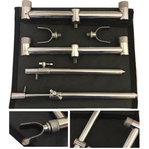 NGT CARP FISHING SET BUZZ BAR INOX CON BORSA BASTONCINI DA BANCO + 2 X POGGIA U (NUOVO) - Foto 1 di 3
