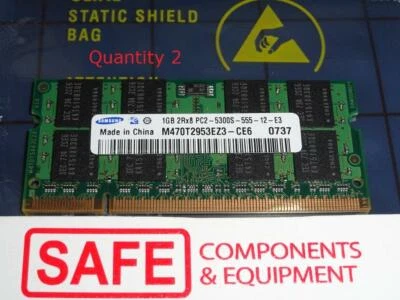 Samsung 2GB Memory (2 of 1GB) M470T2953EZ3-CE6 PC2-5300 DDR2 667Mhz SODIMM M21-2 - Image 1 of 2