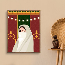 Moroccan woman dressed in traditional clothing called haik unframed Poster