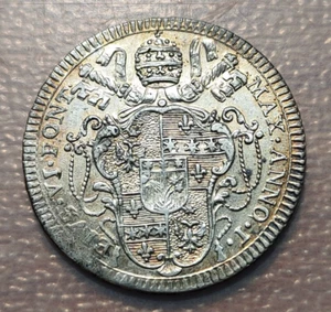 ESTADOS PAPALES PIO VI (1775-1799) 1/5 DE SCUDO DOBLE DOPPLO GIULIO 1775 - Imagen 1 de 2