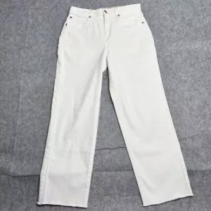 Pantalones de mezclilla recortados Eddie Bauer pierna ancha dobladillo crudo para mujer talla 4 tiro alto rectos blancos - Imagen 1 de 10
