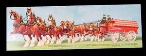 Tarjeta postal publicitaria Budweier 8 Horse Hitch International Clydesdales 1946 - Imagen 1 de 4