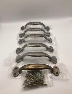Vintage Brass Handles for cabinets Hole Center 3 3/4 inch Vintage Drawer pulls - Picture 1 of 3