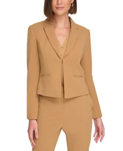 Calvin Klein Women's Petite Scuba-Crepe Open-Front Jacket (Luggage, 10P) - Picture 1 of 4