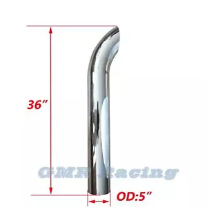 Chrome Curved Stack 5" OD X 36" Length pipe 5 Inch Exhasut Truck Pipe - Foto 1 di 8