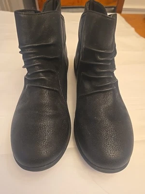 Clarks Cloudsteppers Mujer Talla 7.5 M Negro Imitación Cuero Cremallera Botines Botín Foto 1 de 4