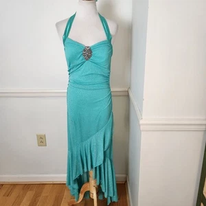 VTG Y2K Taboo Dress Sz Medium Maxi Teal Blue Glitter Fairy Grunge Formal Whimsy - Picture 1 of 23