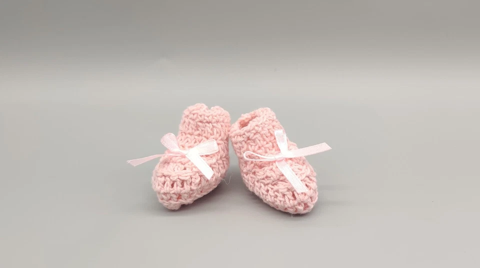 Mini Crochet Baby Booties | Pink Baby Shower Favors |Set of 6 Pairs - Image 1 of 1