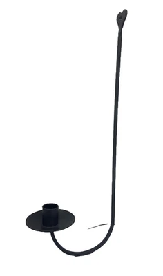 Vtg Wall Candle Holder Black Metal Sconce 16” W/ Candle - Image 1 of 4