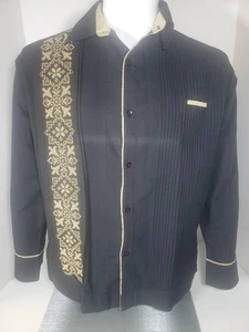Camisa Guayabera de Lino Para Hombre Mediana Negra Bordada Yuca - Imagen 1 de 16