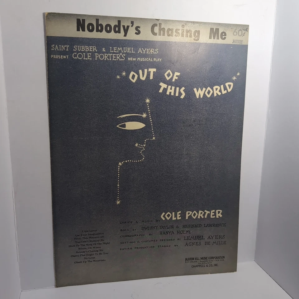 Nobody's Chasing Me Out This World 1950 VTG Sheet Music Piano Vocal Cole Porter - Image 1 of 1