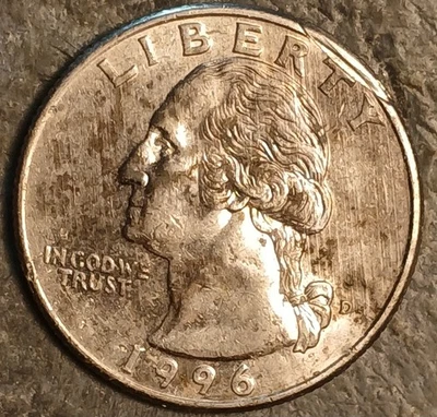 1996 D Washington Quarter Strike Through Error And Environmental Damage - Image 1 of 4