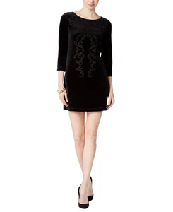 Sanctuary Gia Flocked Velvet Bodycon Mini Dress Black Womens S NWT - Picture 1 of 10