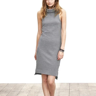 Banana Republic размер XL серый микро полоски без рукавов вязаный водолазка туника платье - Изображение 1 из 4