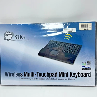 Rare SIIG JK-WR0312-S1 Wireless Mini Keyboard w/ Touchpad – New in Box - Image 1 of 4
