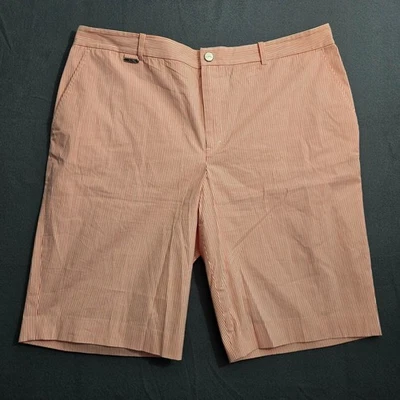 Lauren Ralph Lauren Active Women 16 Orange Striped Bermuda Shorts Stretch - Image 1 of 4